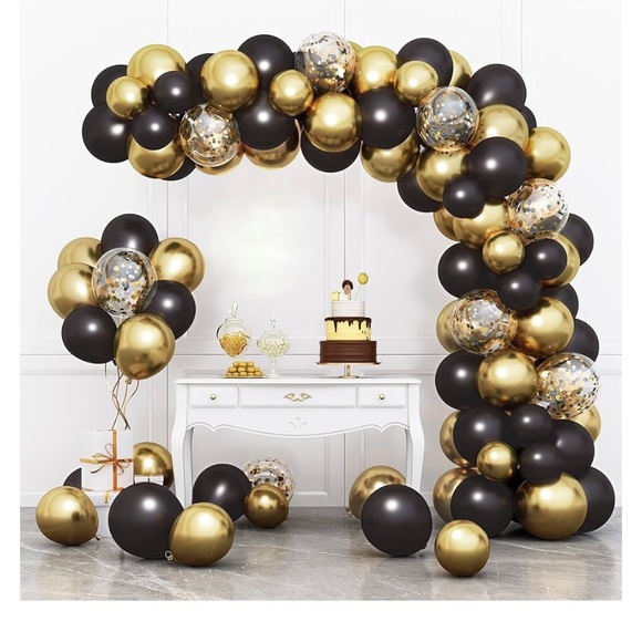 NWT 18th Birthday Decorations. Happy Birthday sash, 220 black and gold balloons - Picture 2 of 9